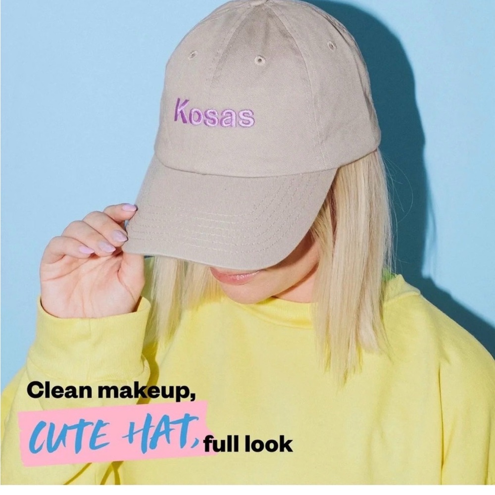 Kosas Beige Kids Hat with Pink Logo